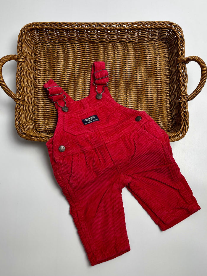 Corduroy overalls, red