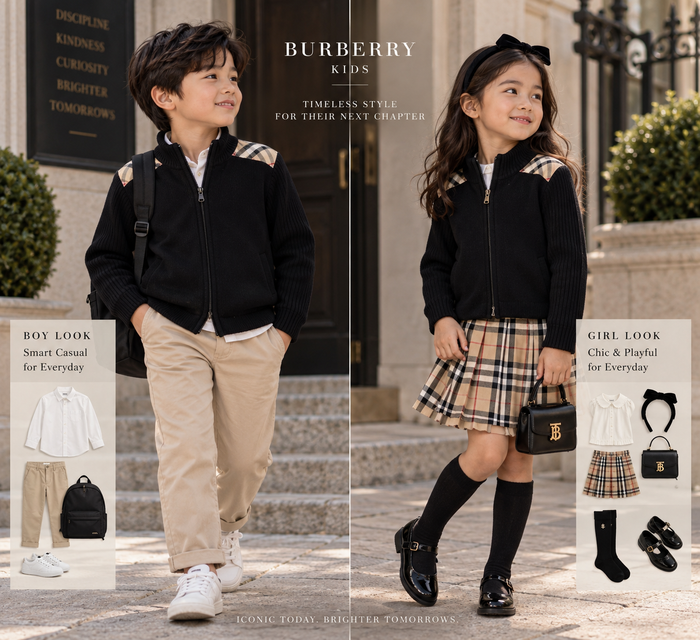 Burberry Kids Black Knit Zip Cardigan with Check Shoulder Detail
