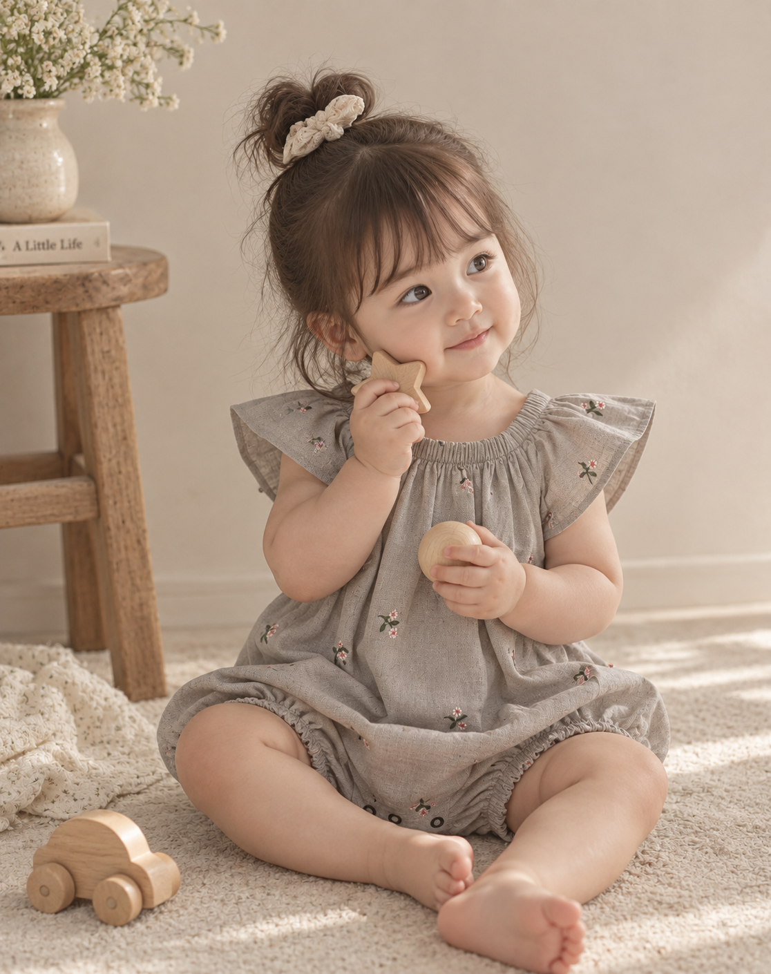 MONBEBE Embroidered Floral Romper