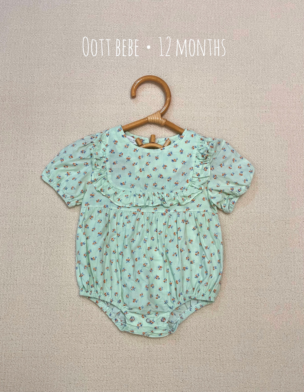 Oott Bebe Mint Floral Ruffle Romper