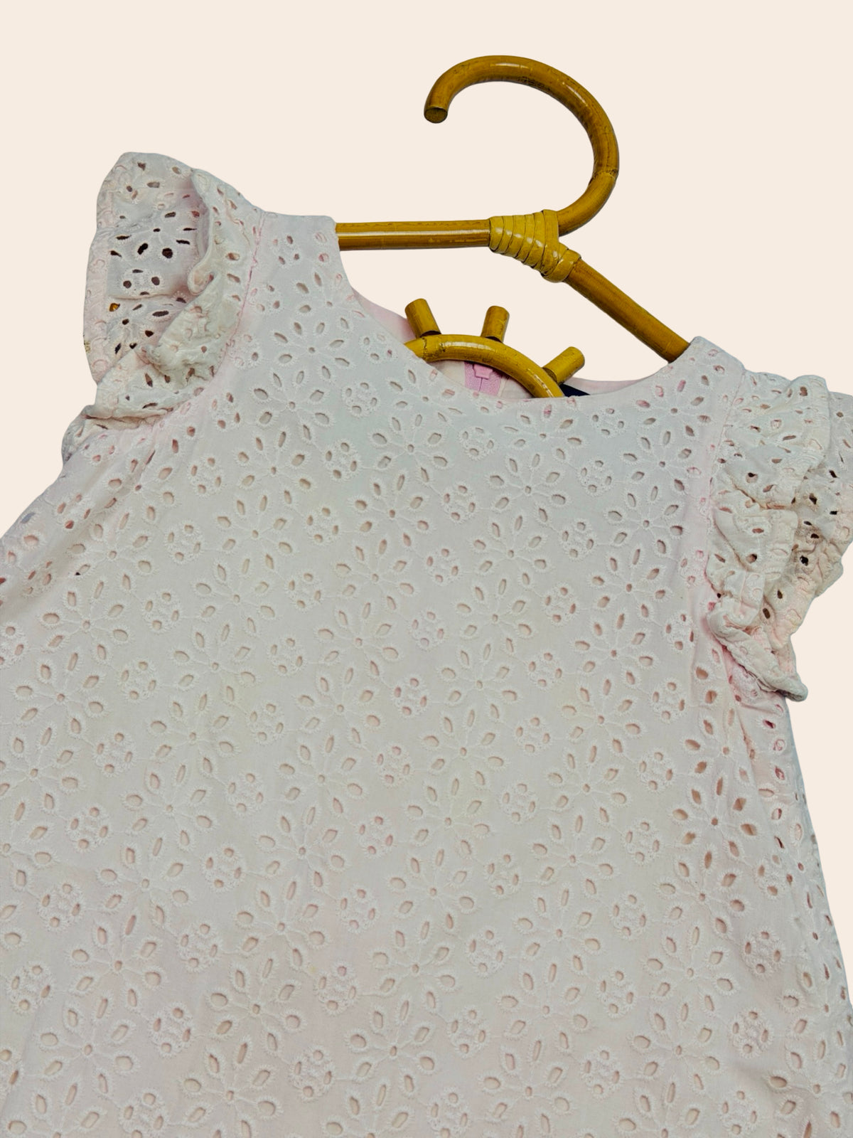 Ralph Lauren White Eyelet Flutter-Sleeve Dress