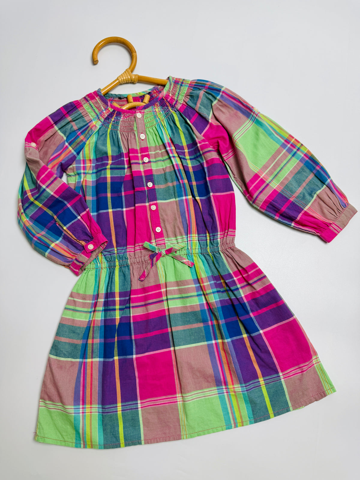 Ralph Lauren Multicolor Plaid Long-Sleeve Dress