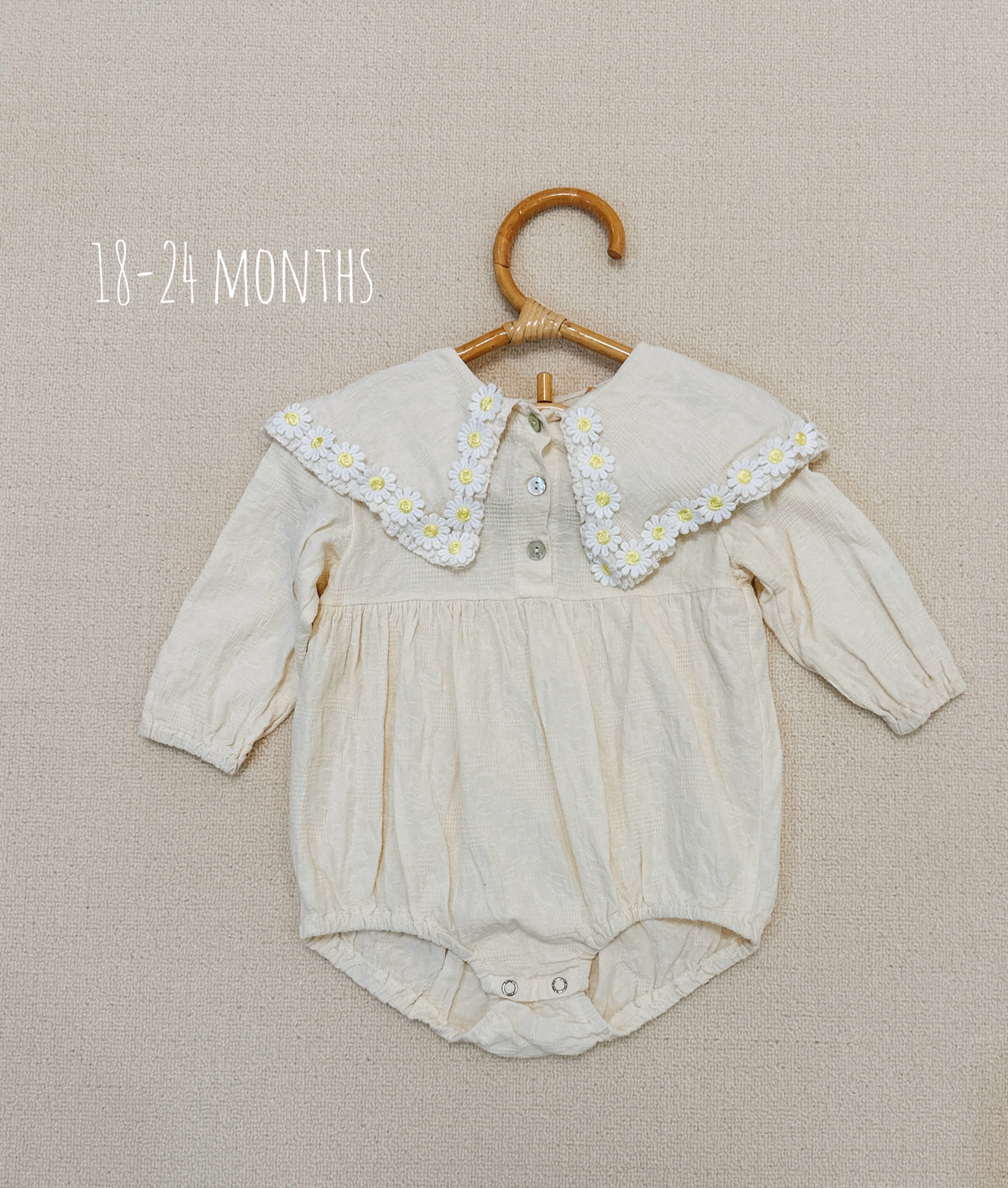 Ivory Daisy Collar Long Sleeve Romper