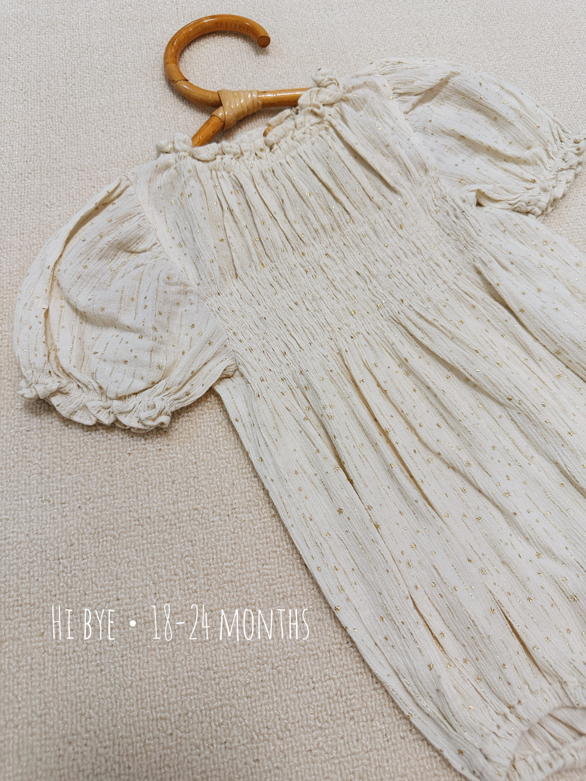 Hi Bye Ivory Gold Fleck Puff Sleeve Romper