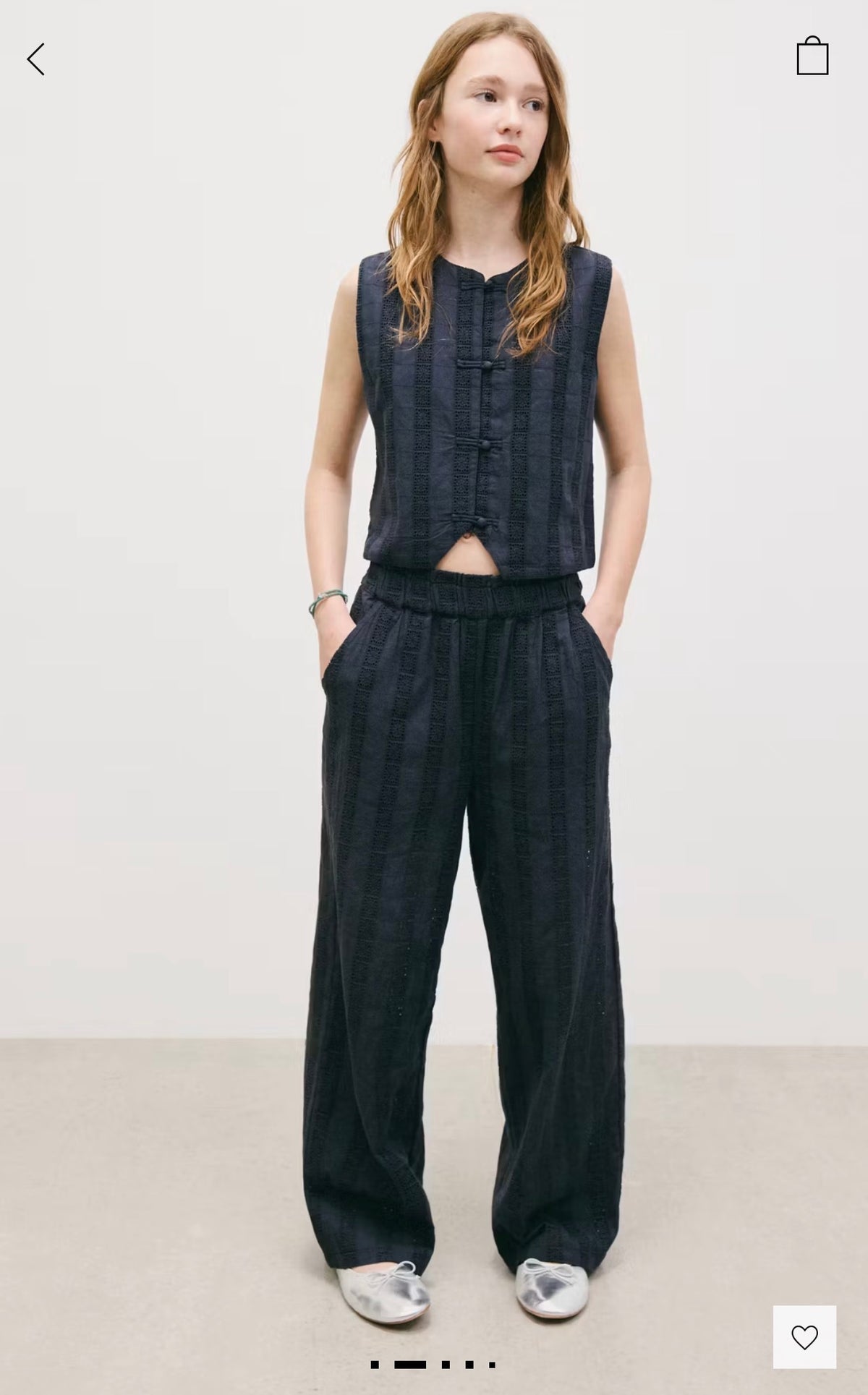 MANGO Embroidered Navy Set