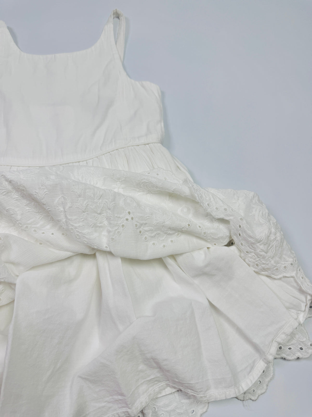 Ralph Lauren White Embroidered Eyelet Dress with Scalloped Hem