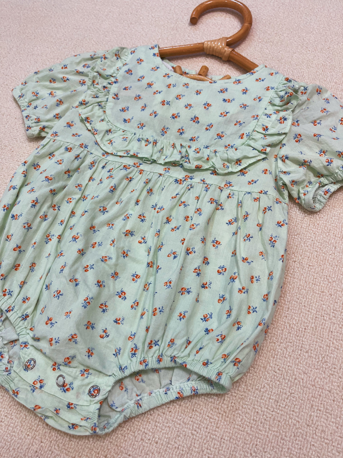 Oott Bebe Mint Floral Ruffle Romper
