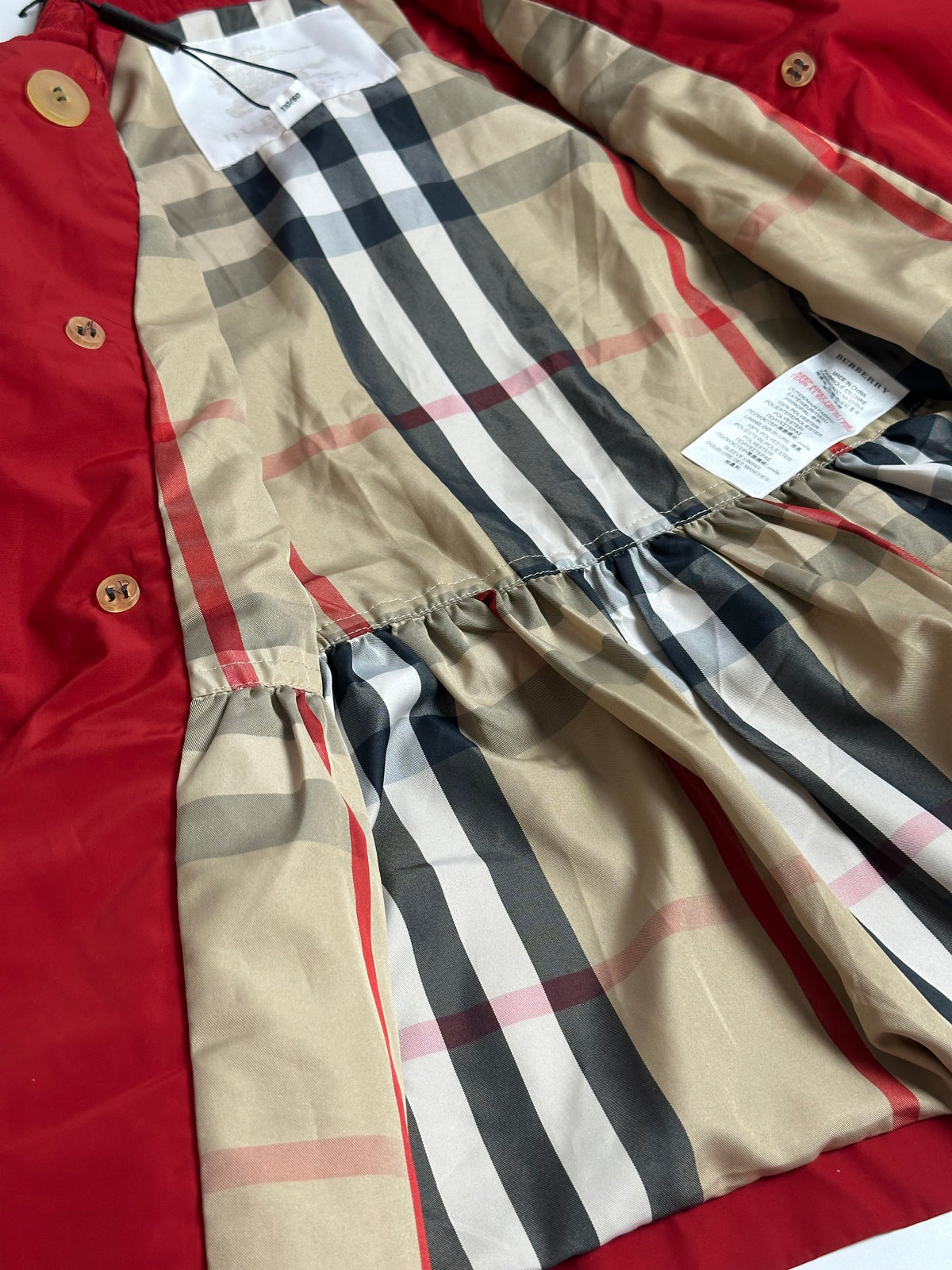 Burberry Kids Red Double-Breasted Trench Coat | MINI MANTLEBURY | New with Tags