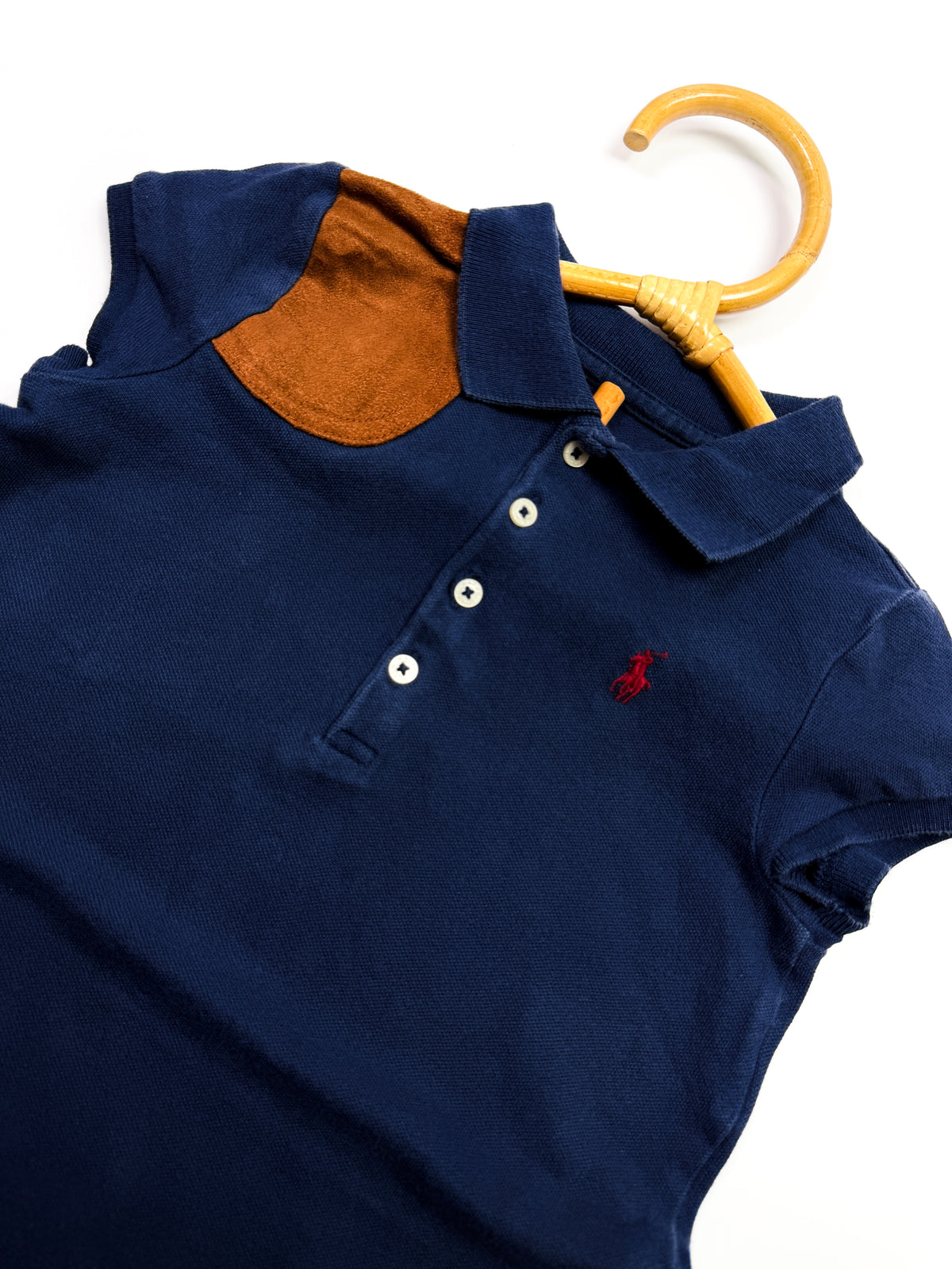Ralph Lauren Navy Polo Dress with Suede Shoulder Detail