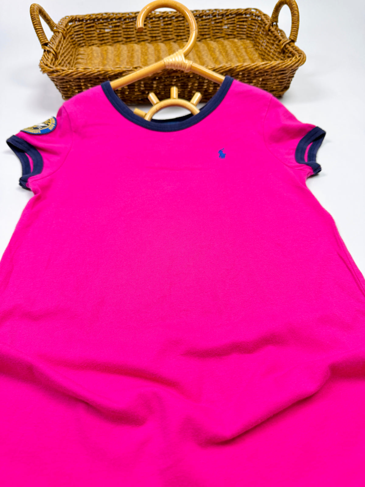 Ralph Lauren Hot Pink Ringer Dress with Navy Trim