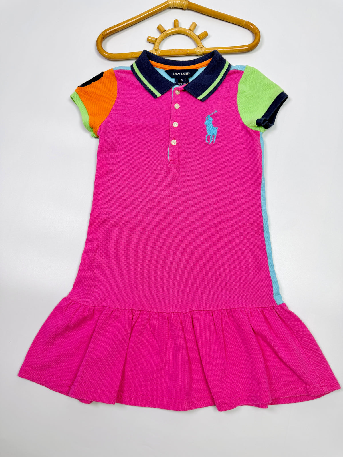 Ralph Lauren Colorblock Polo Dress with Pleated Skirt