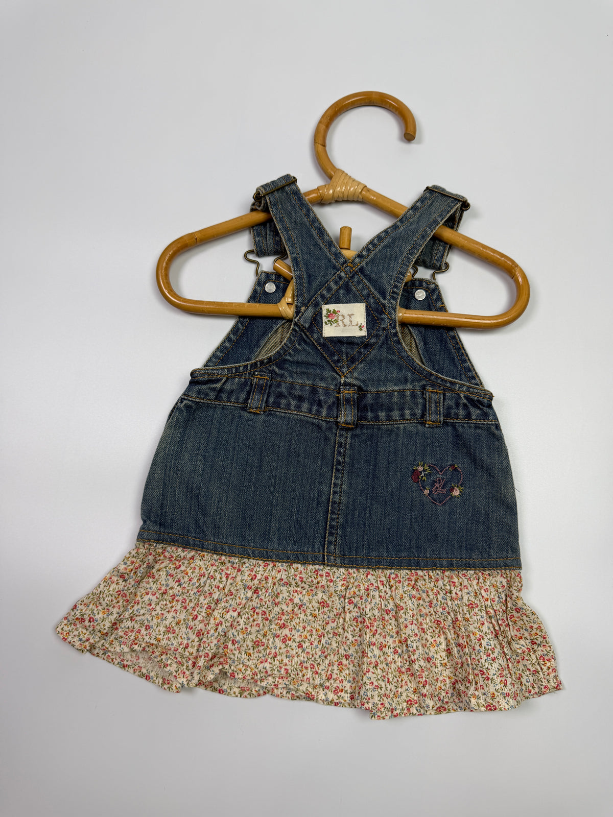 Ralph Lauren Dark Denim Overall Skirt with Crest Detail