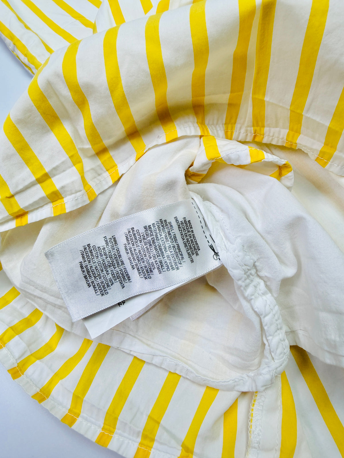 Ralph Lauren Yellow & White Striped Puff-Sleeve Dress