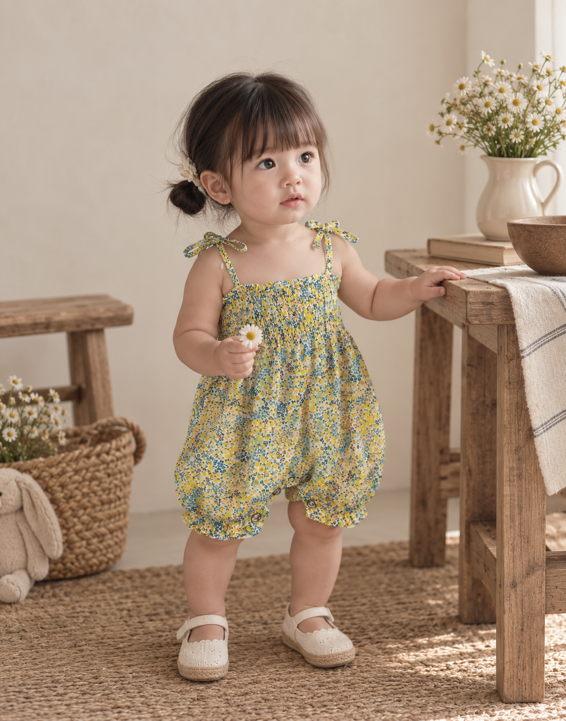 AOSTA Floral Tie-Strap Romper
