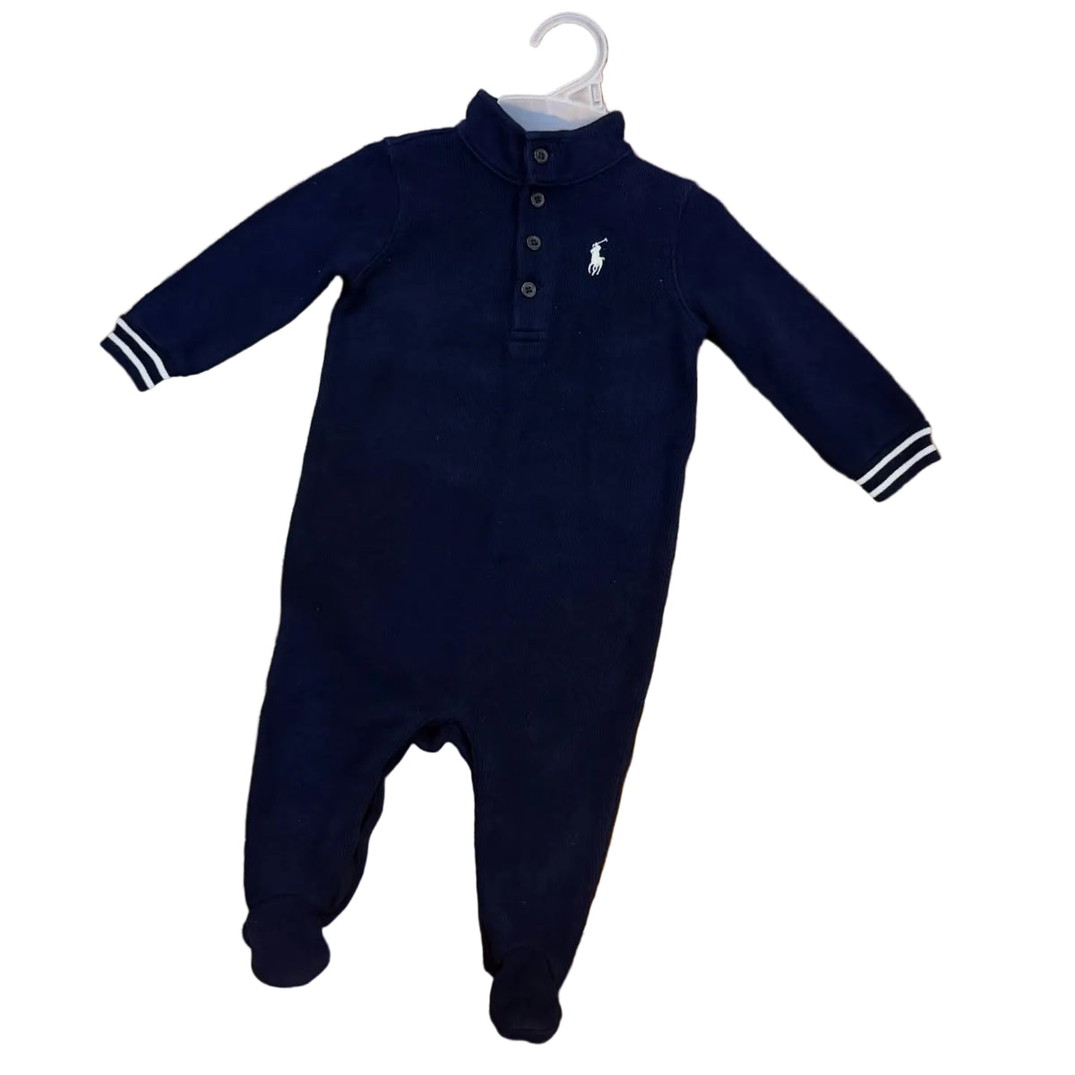Ralph Lauren navy button-up footie