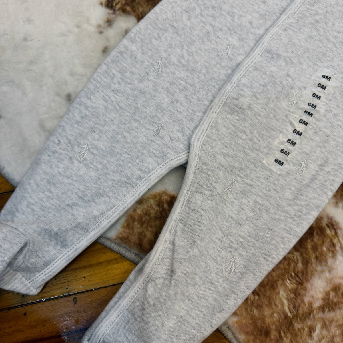 Ralph Lauren AOP pony embroidered grey footie