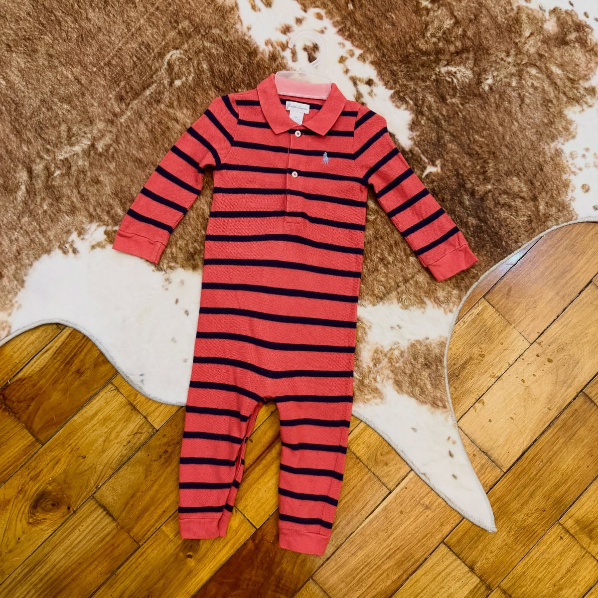 Ralph Lauren striped long sleeve collared romper