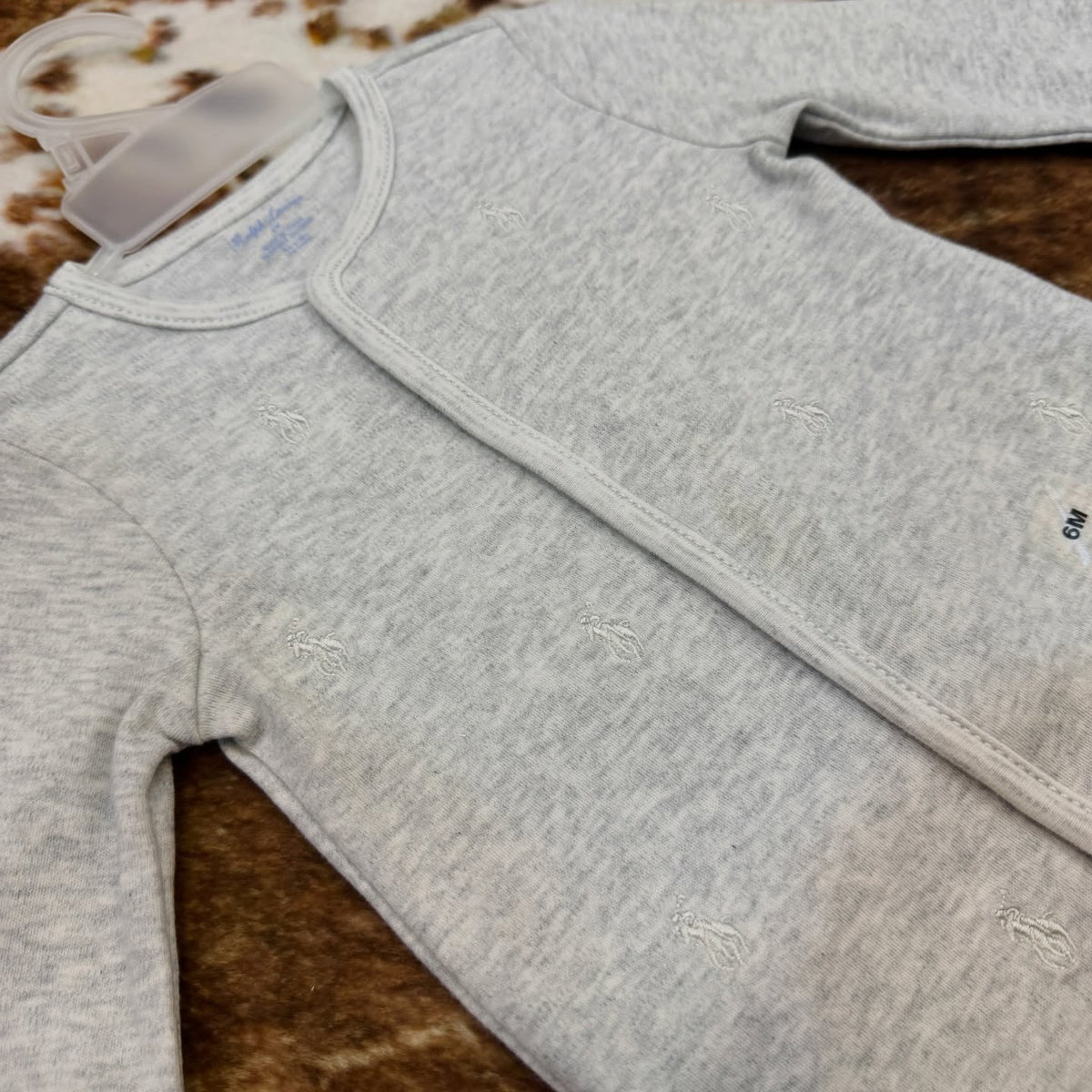 Ralph Lauren AOP pony embroidered grey footie