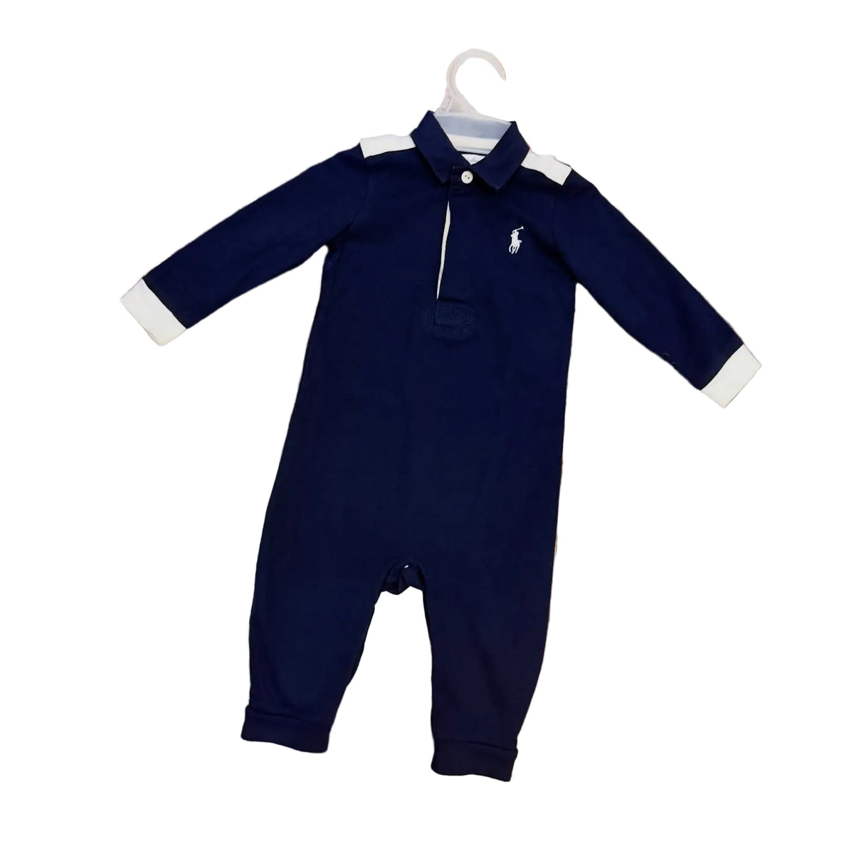 Ralph Lauren navy contrast polo romper