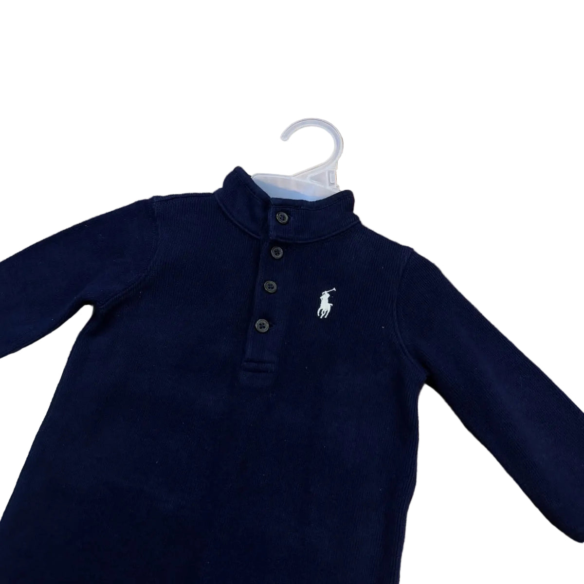 Ralph Lauren navy button-up footie