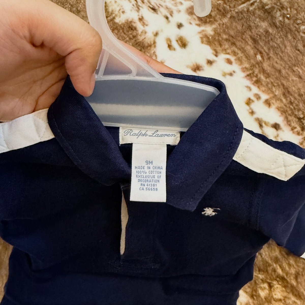 Ralph Lauren navy contrast polo romper