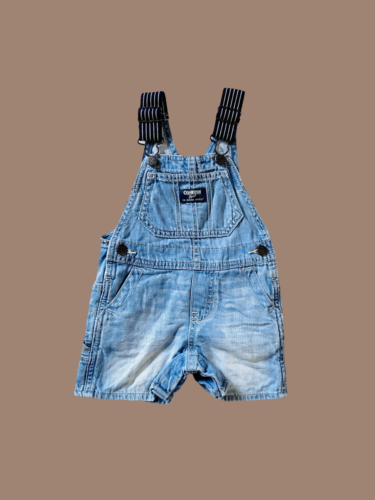 OshKosh B'gosh light wash striped strap shortalls