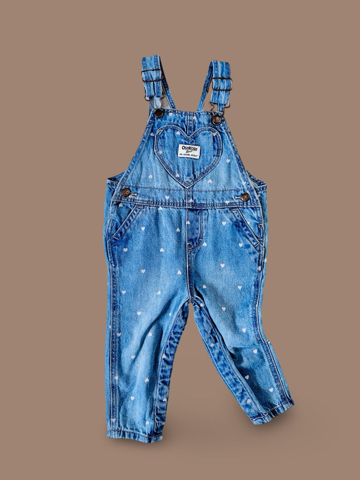 OshKosh B'gosh heart print denim overalls