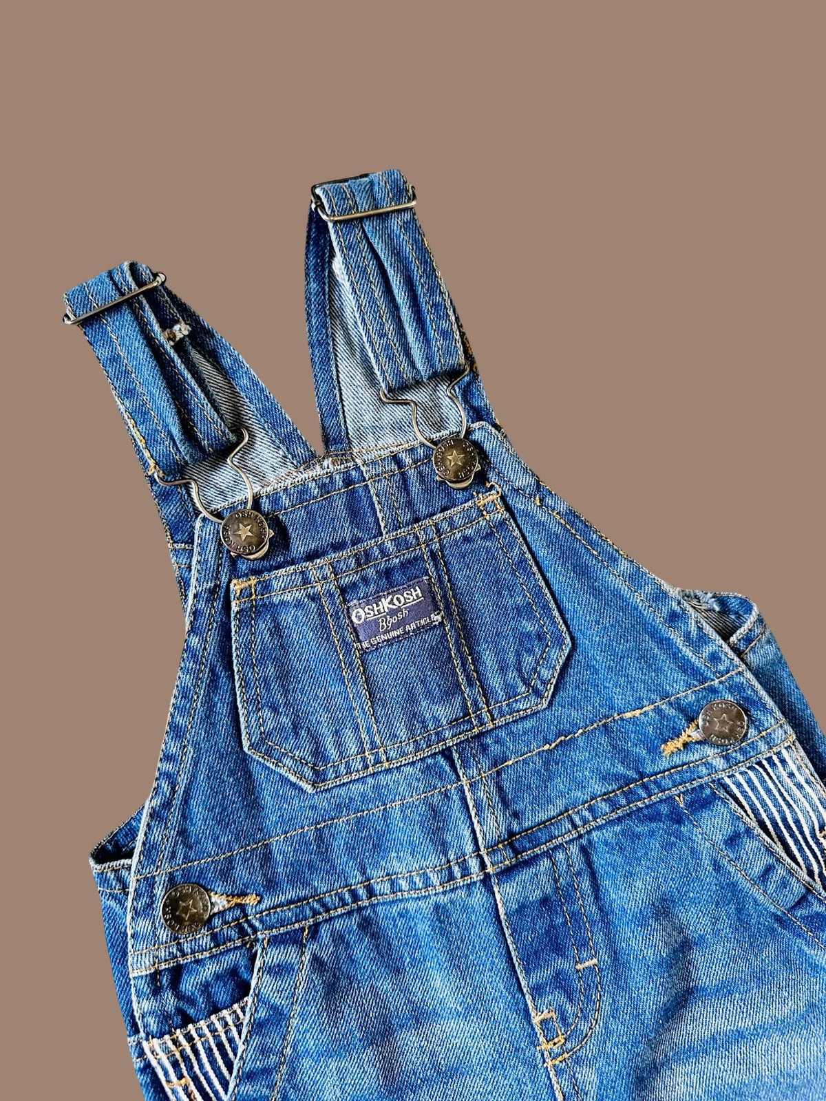 OshKosh B'gosh hickory stripe pocket denim shortalls