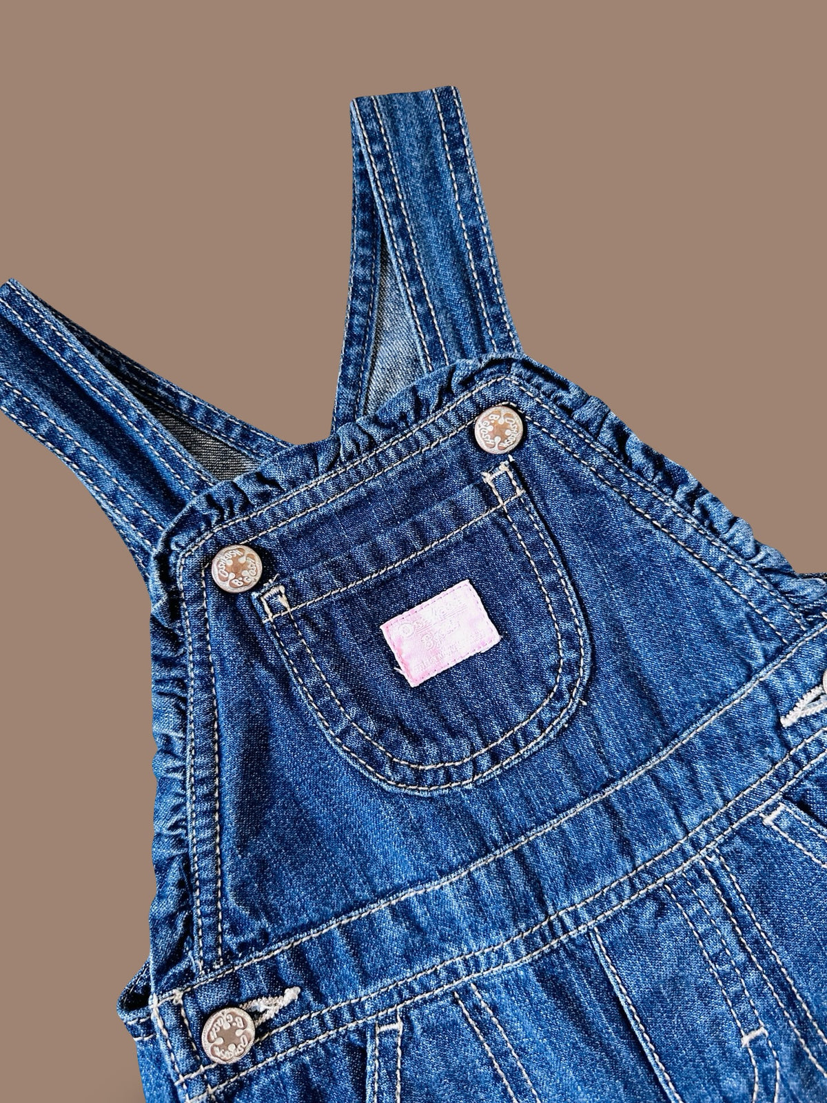OshKosh B'gosh penguin & floral denim overalls