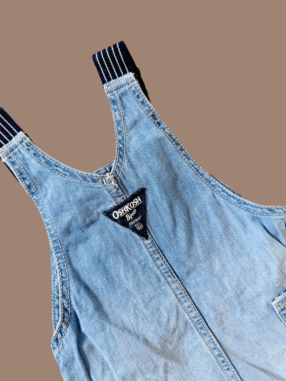 OshKosh B'gosh light wash striped strap shortalls