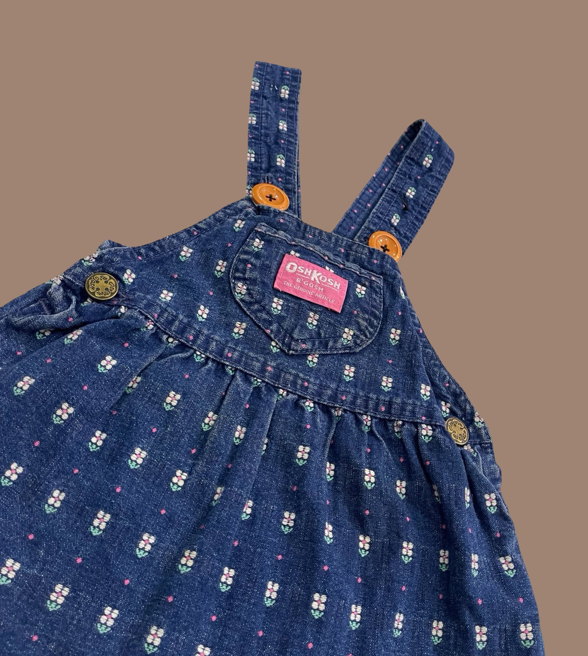 OshKosh B'gosh VINTAGE floral embroidered denim jumper