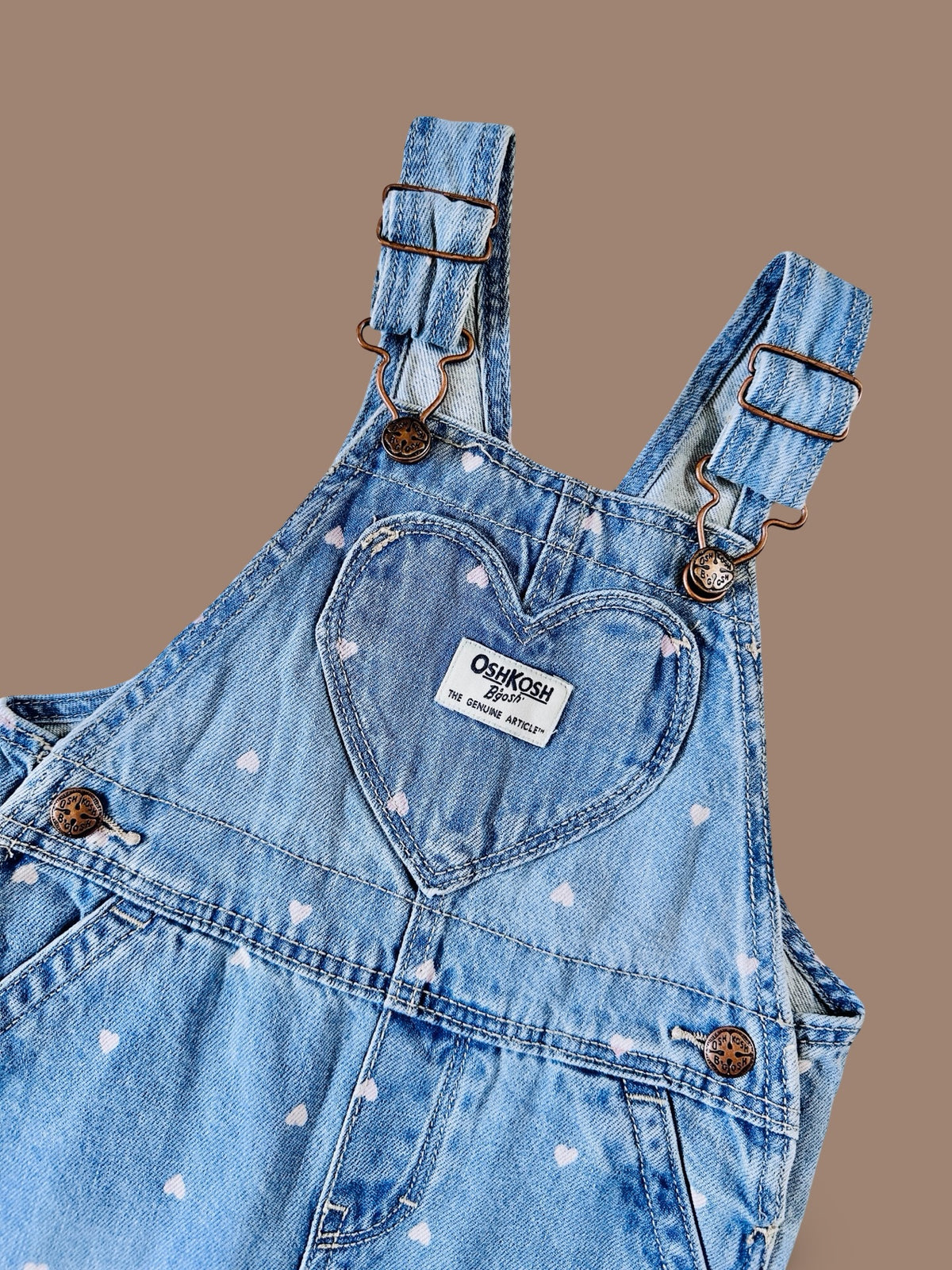 OshKosh B'gosh heart print denim overalls