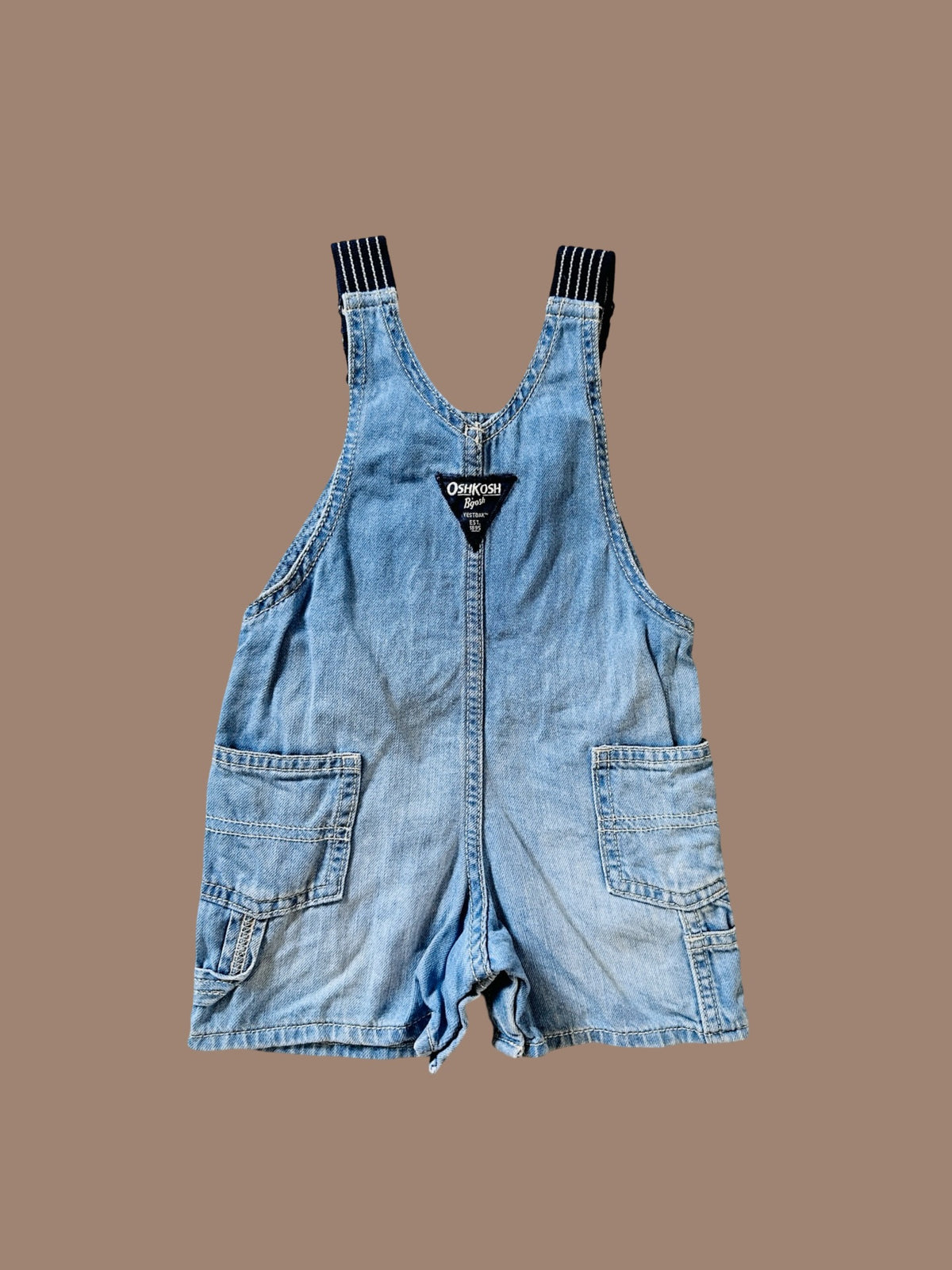 OshKosh B'gosh light wash striped strap shortalls
