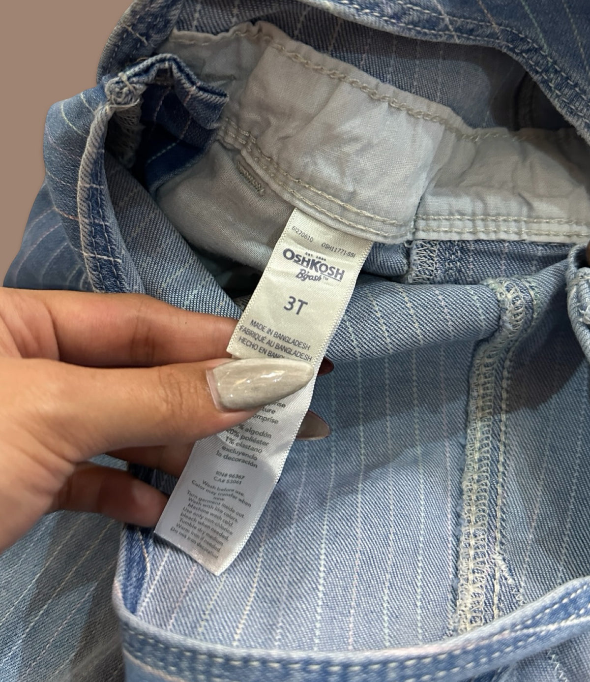OshKosh B'gosh denim pinstripe overalls