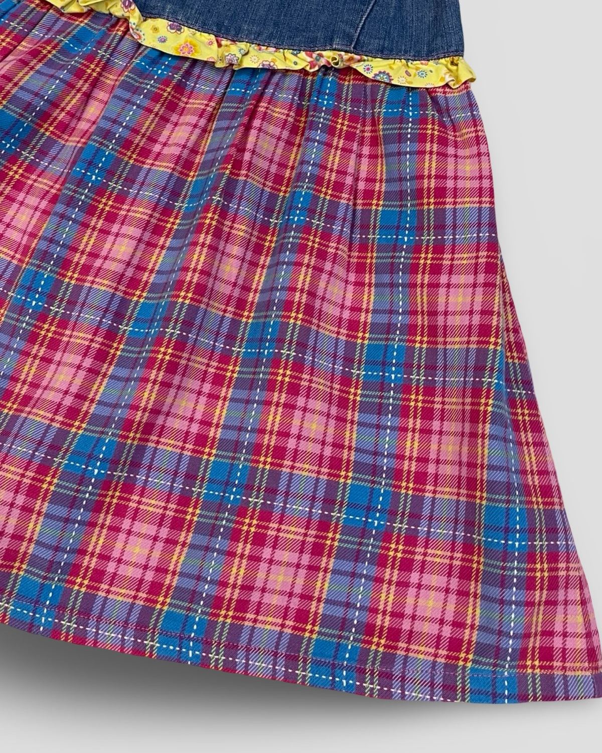 Miffy denim & plaid ruffled dress