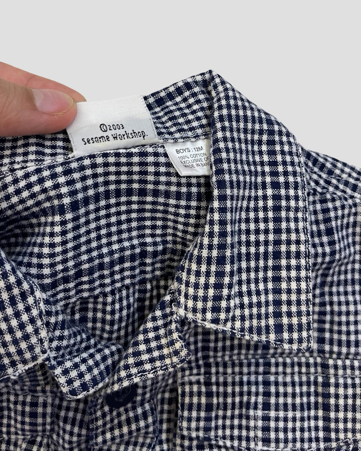 VINTAGE 2003 sesame street elmo gingham pocket button-up shirt