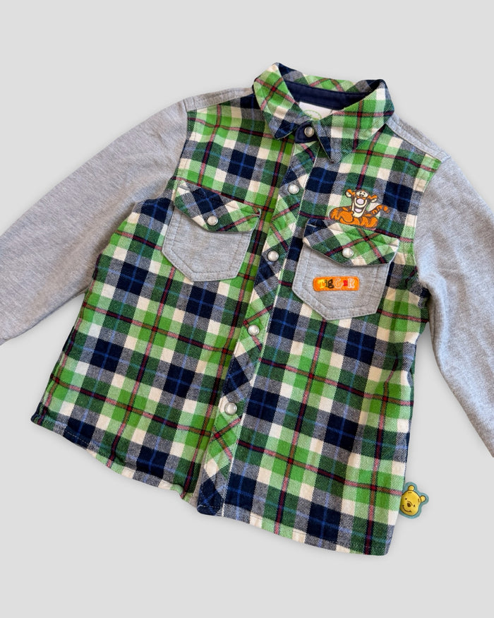 Disney tigger green flannel plaid long sleeve