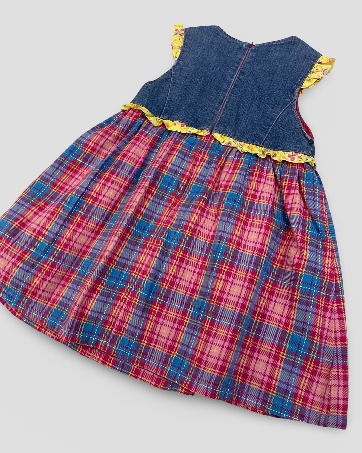 Miffy denim & plaid ruffled dress
