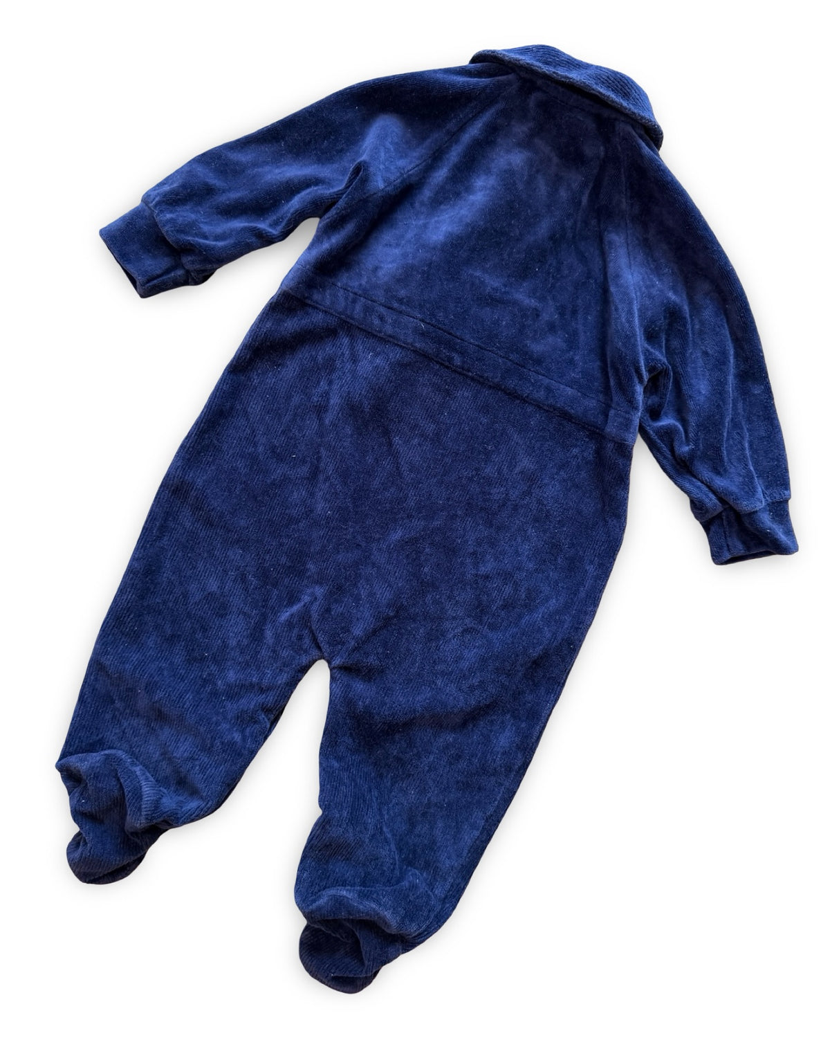 CLASSIC POOH VINTAGE embroidered navy velvet footie pajamas