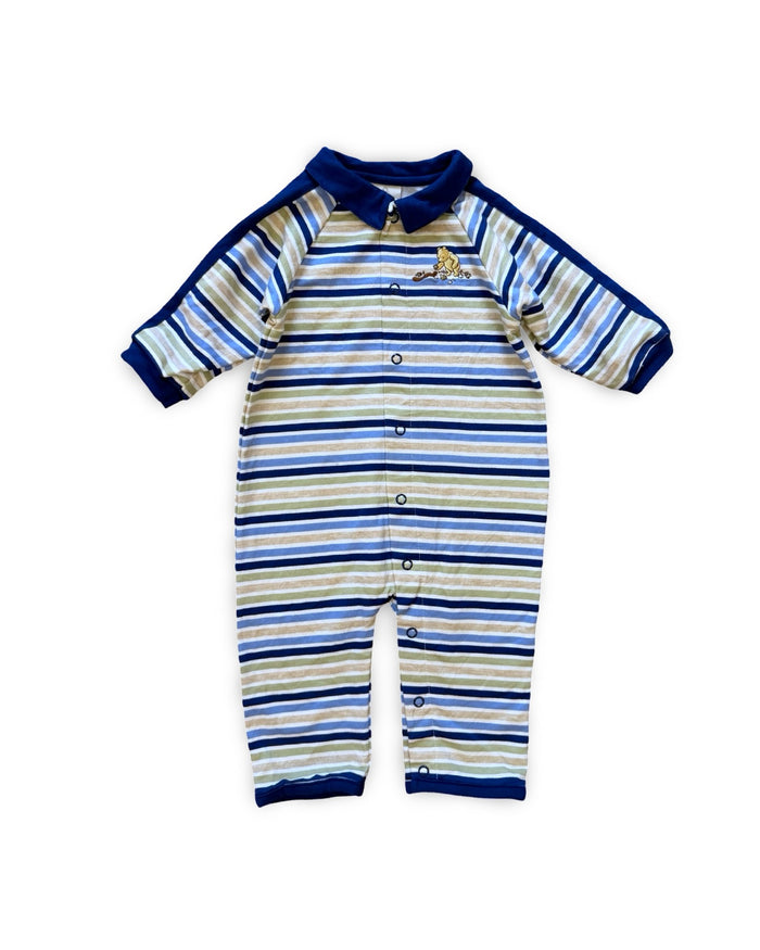 CLASSIC POOH vintage striped winnie the pooh long sleeve polo jumpsuit