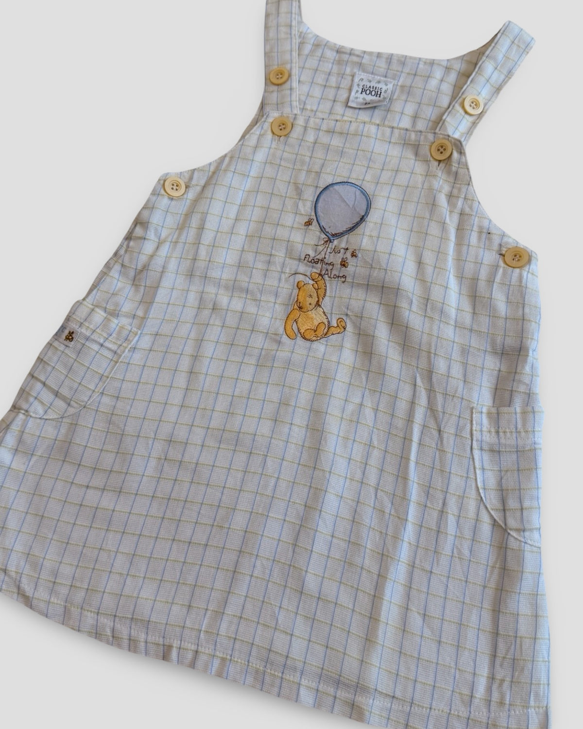 Classic pooh plaid overall dress & ruffle tee set