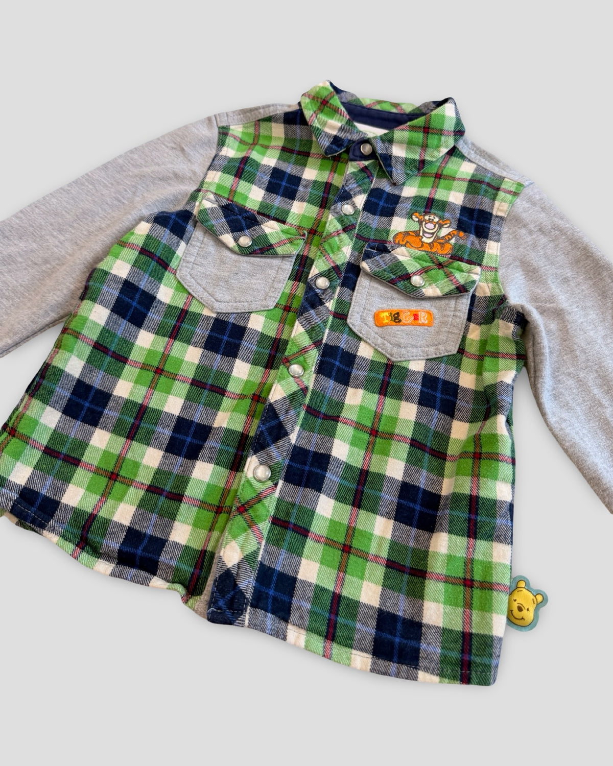 Disney tigger green flannel plaid long sleeve