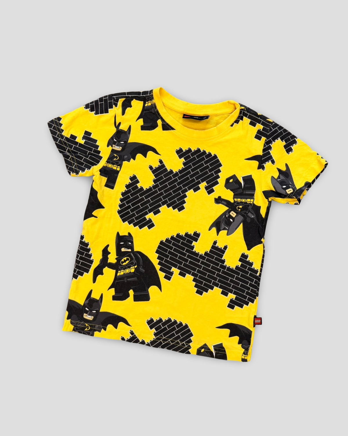 Lego batman brick monogram yellow t-shirt