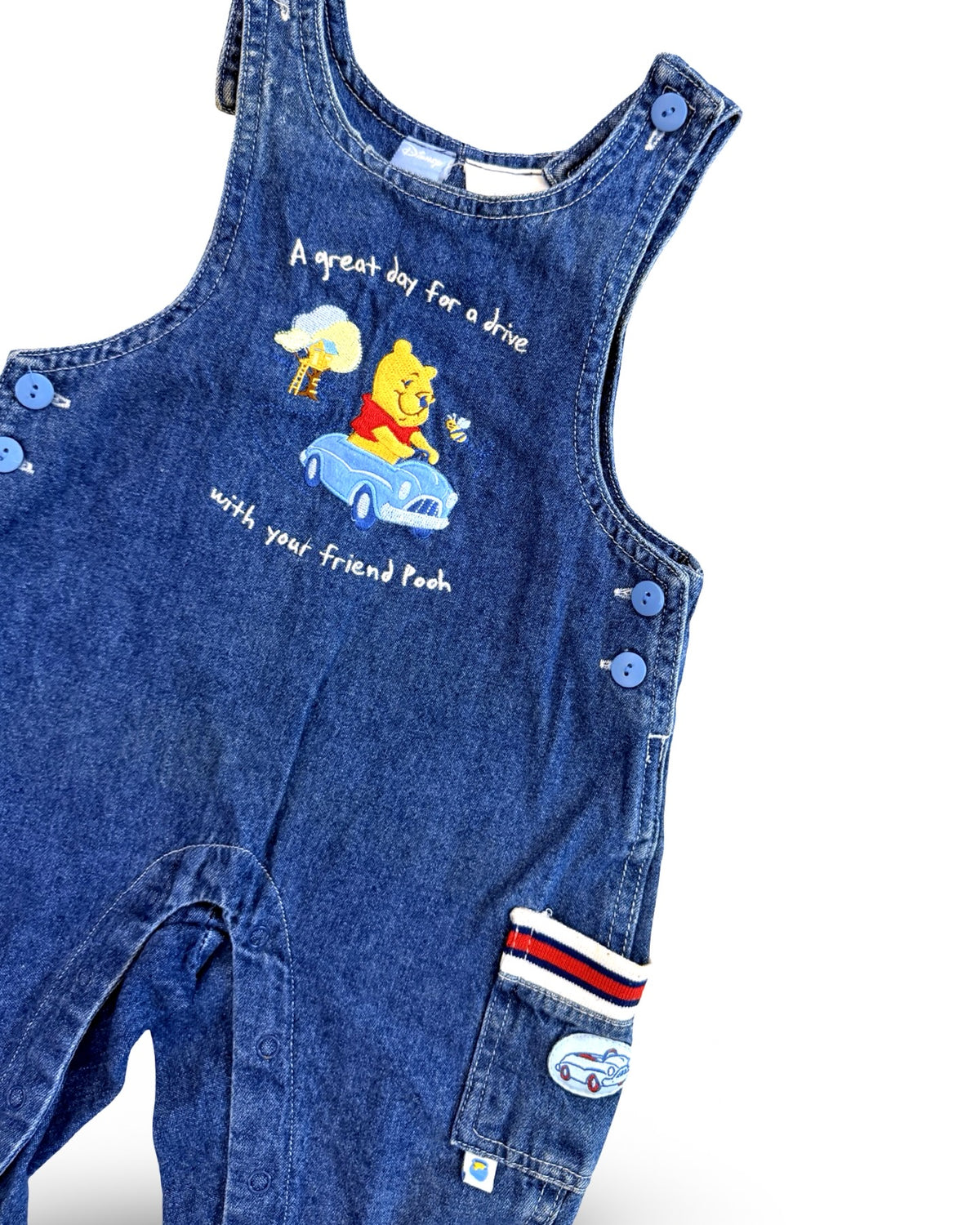 Disney vintage pooh denim overalls