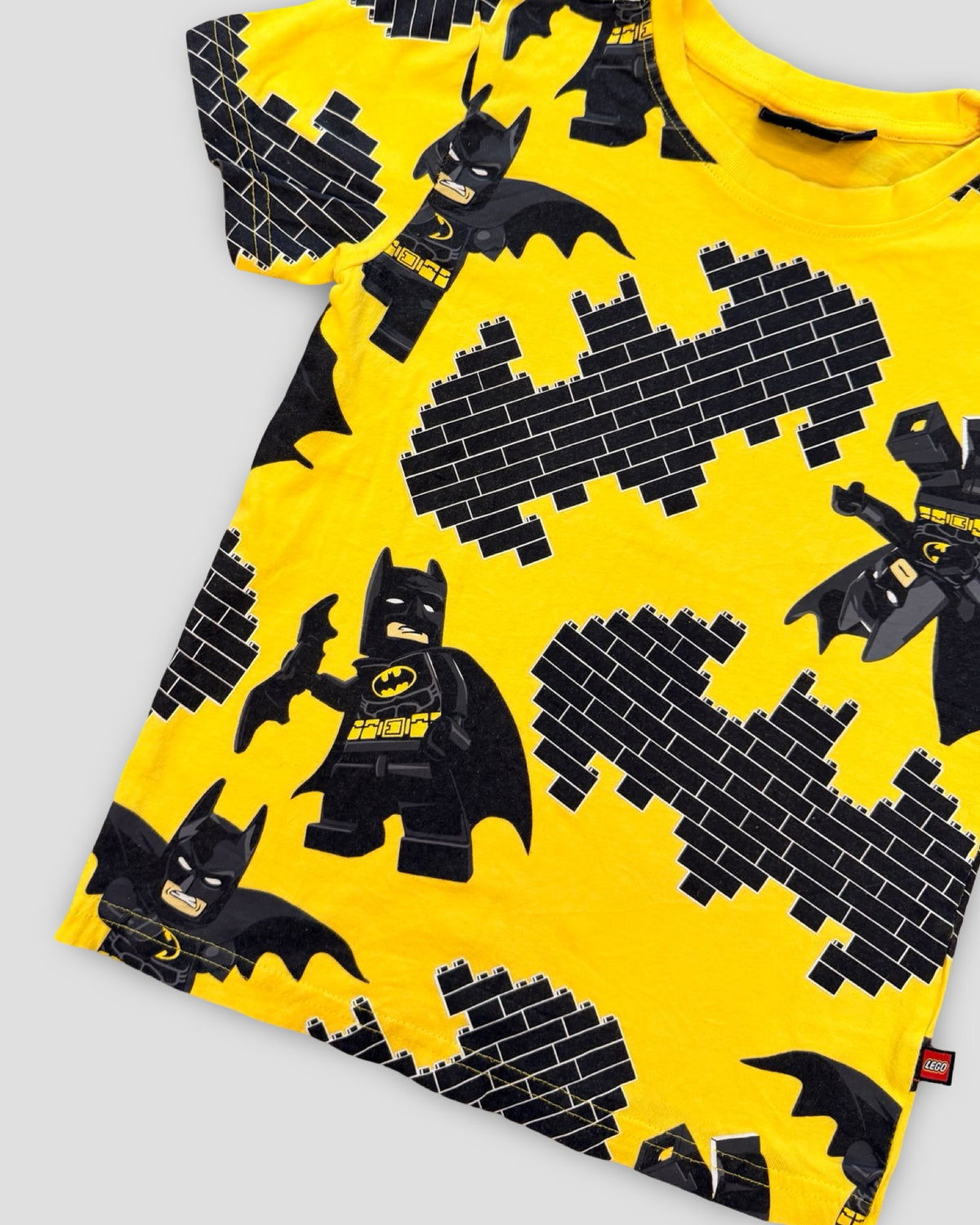 Lego batman brick monogram yellow t-shirt