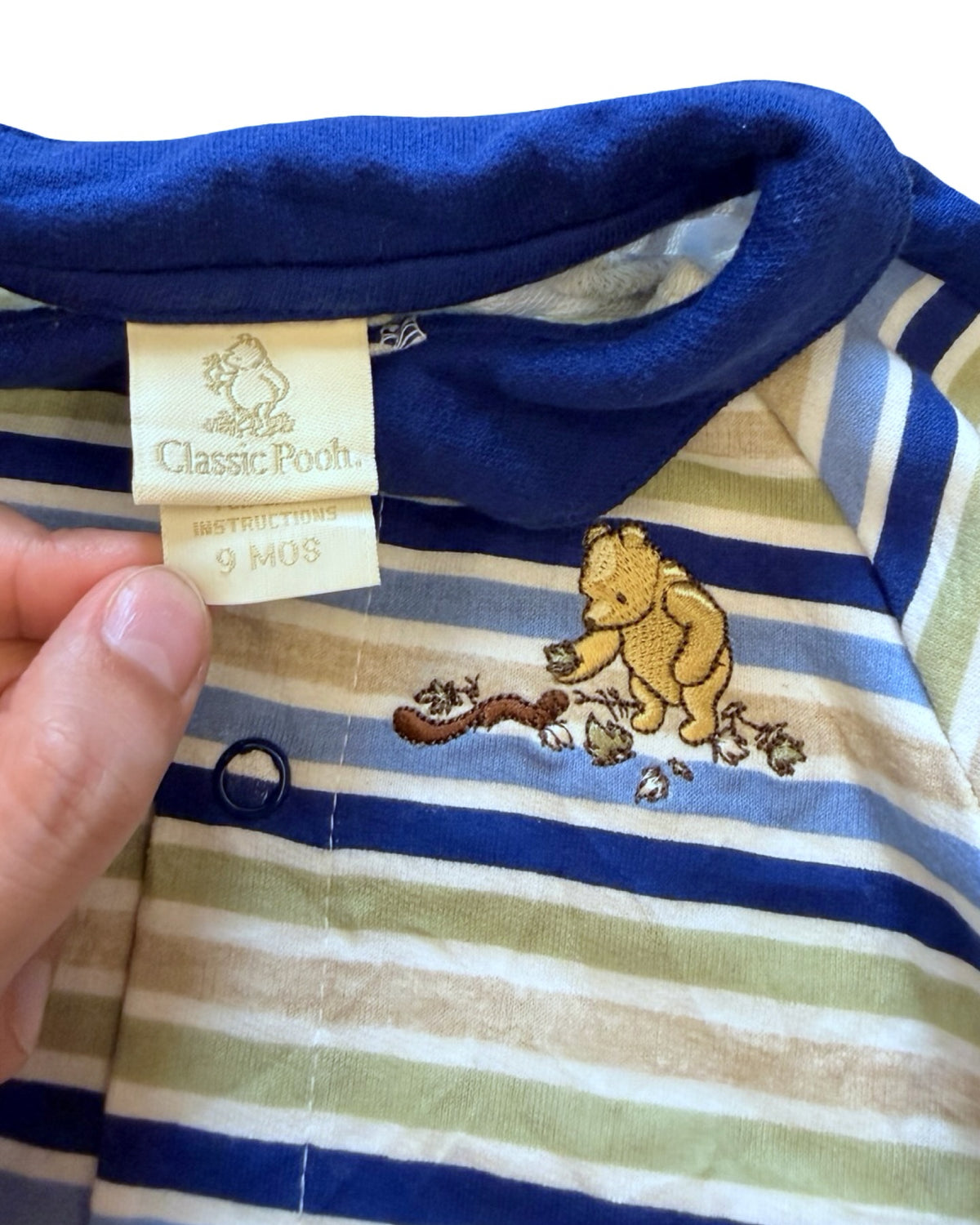 CLASSIC POOH vintage striped winnie the pooh long sleeve polo jumpsuit