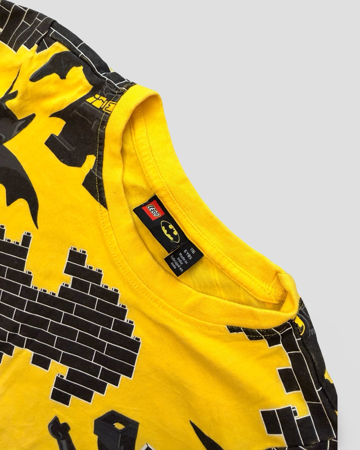 Lego batman brick monogram yellow t-shirt