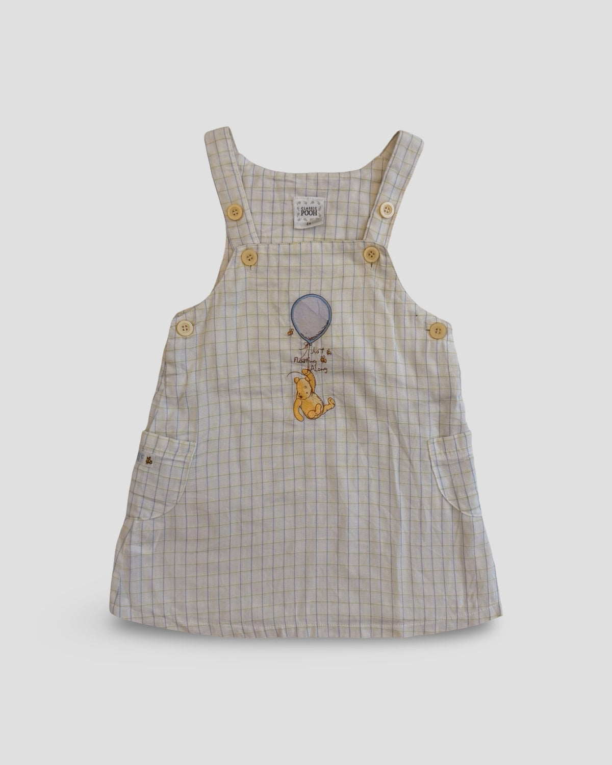 Classic pooh plaid overall dress & ruffle tee set