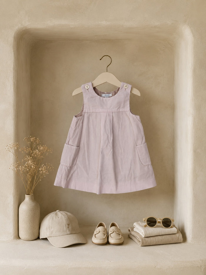 Jacadi pale pink corduroy pinafore dress