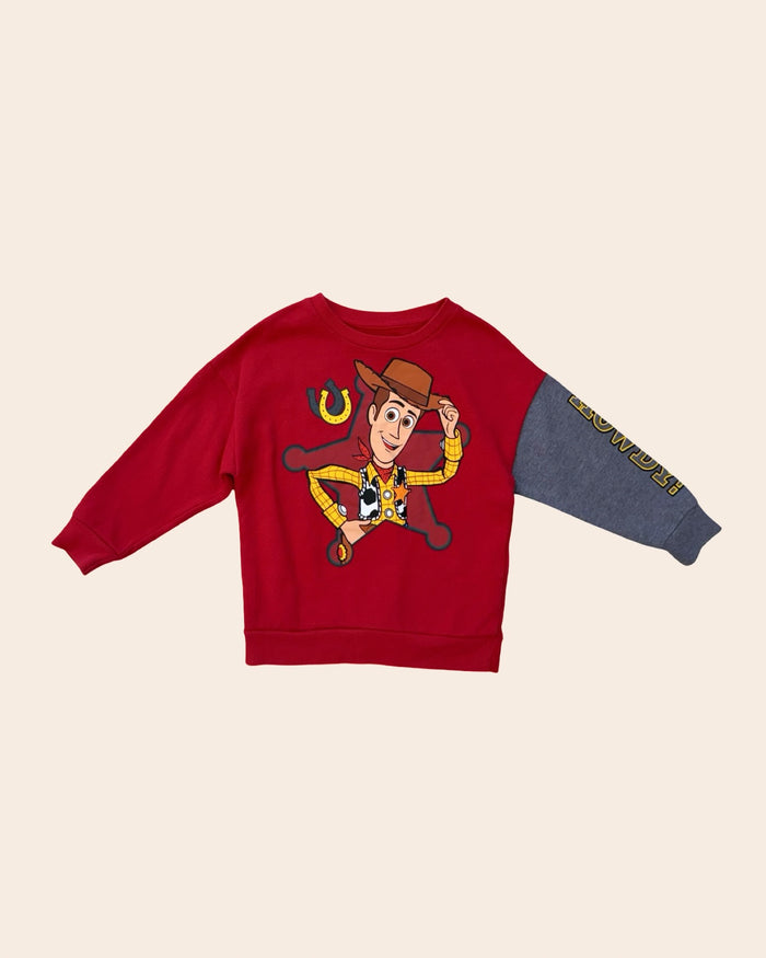 Disney store woody red colorblock sweatshirt
